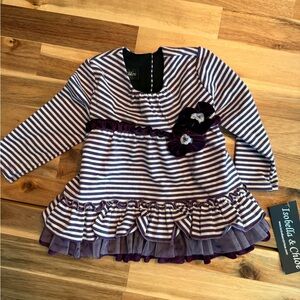Purple Striped Baby Long Sleeve Dress
